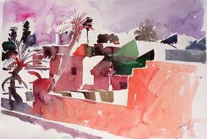 Marraquexe 1 (aguarela sobre papel) de Simon Fletcher