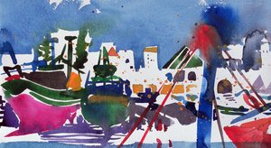 Porto de Marrocos (aguarela sobre papel) de Simon Fletcher