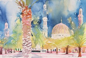 Mascate, Grande Mesquita, 2004 (aguarela sobre papel) de Simon Fletcher