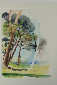 Pines at St. Blaise, 2004 (aguarela sobre papel) de Simon Fletcher