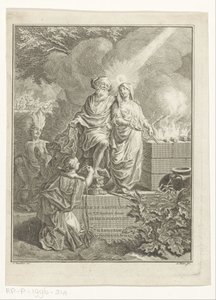 Folha de rosto alegórica com o Patriarca Abraão e Verdade Página de rosto para: Arnold Hoogvliet, Abraham, o patriarca, em XII Boeken, s.a.