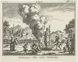 Queima de Jan Hus na fogueira, meados do século XVIII
