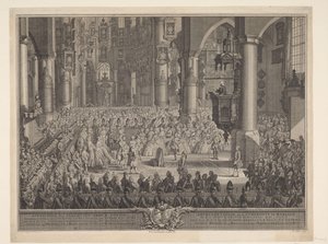 Casamento de Karel Christian van Nassau-Weilburg com a princesa Carolina, 1760 Representação da cerimônia solene de casamento do (...) príncipe van Nassau Weilburg com (...) Carolina van Oranje & Nassau ocorreu na quarta-feira, 5 de março de 1760, no Groot