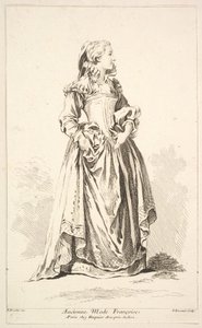 Ancienne Mode Françoise, da Coleção de vários figos estrangeiros inventados por ..., século XVIII. de Simon Francois Ravenet