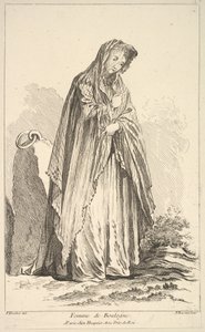 Mulher de Boulogne, da Colecção de várias figuras estrangeiras Inventado por F. Bo..., séc. XVIII. de Simon Francois Ravenet