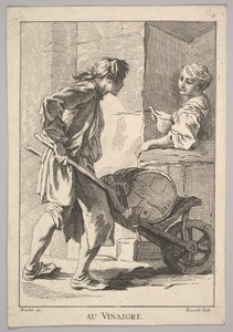 Cópia reversa do Vinagre Au Vinaigre, de Le Cris de Paris Os Gritos de Paris ..., século XVIII. de Simon Francois Ravenet