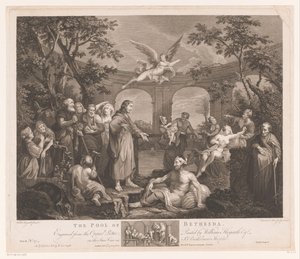 Cristo cura os doentes de Betesda A Piscina de Betesda (título no objeto) de Simon François Ravenet (le vieux)