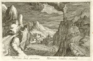 Paisagem fluvial à luz da lua
Várias paisagens (título da série)
Topographia variarum regionum (título da série) de Simon Frisius (attributed to)