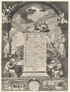 Alegoria da profesão de fé com os quatro evangelistas de Simon Frisius