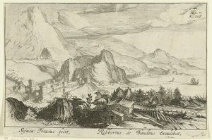 Paisagem de montanha com edifícios
Paisagens de montanha (título da série) de Simon Frisius