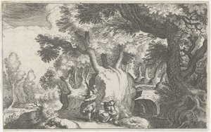 Boslandschap conheceu Hagar em Ismaël Paisagem zuid-europeia (título da série) Topografia de várias regiões (título da série) de Simon Frisius