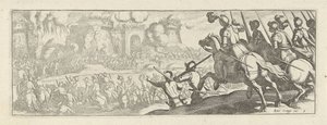 Cavaleiro ataca uma muralha da cidade
Cavalaria (título da série)
Faecvnda qvam sit acris ingeni viris dilecta Phaebo et gratys Florentia, sit indicant pvgnae, enthea vi pectoris quas Mercuri sculpsit cliens tempestiv (título da série) de Simon Frisius