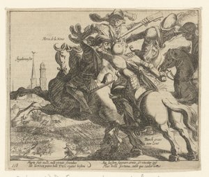 François de la Noue foi feito prisioneiro durante a batalha de Ingelmunster, em 1580 de Simon Frisius