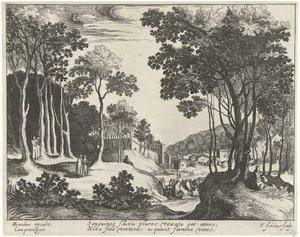 Paisagem com Cristo e a cura da mulher a sangrar
Paisagens com cenas da vida de Cristo (título da série) de Simon Frisius