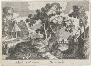 Paisagem com uma árvore de Simon Frisius