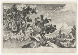 Paisagem com alguns edifícios de Simon Frisius