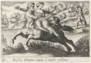 Nessus tenta sacudir Deïanira te O vínculo de Dianira é retirado do meio (título no objeto) Tema de Herculische (título da série)