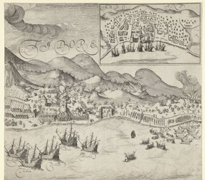 Vitória dos holandeses sobre os portugueses em Tidore (gravura à direita), 1605