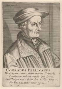 Retrato de Conrad Pellican de Simon Frisius