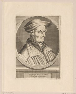 Retrato de Conrad Pellican de Simon Frisius