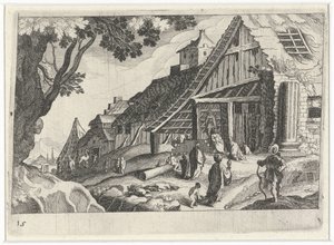Paisagem urbana com a Adoração dos Reis Magos de Simon Frisius