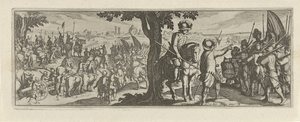 Twee soldaten onder een boom Cavalaria (título da série) Faecvnda o que é a amada de Phaebus e a grata Florentia a homens de gênio aguçado, bastante são mostrados pelos pvgnas, enthea pela força dos seios que Mercúrio esculpiu o cliente experiente (título  de Simon Frisius