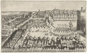 Fogueiras de celebração em Haia após a proclamação da trégua, 1609