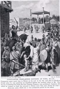 Constantino proclamou o Imperador em York, 306 dC, ilustração da "História das Nações de Hutchinson", c.1910