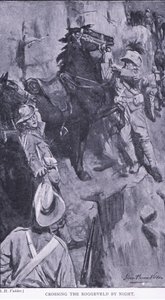 Atravessando o Roggevald à noite, de After Pretoria: The Guerilla War, publicado pela Harmsworth Bros Limited, 1901 de Simon Harmon Vedder