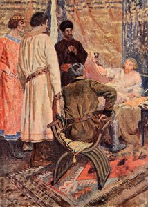 Ricardo Coração de Leão levantou-se em sua cama e pegou um copo na mão, ilustração de "O Talismã: Um Conto dos Cruzados", de Sir Walter Scott