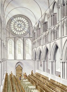 O Interior da Igreja, Abadia de Byland (aguarela sobre papel)