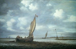 Navios em um Estuário (óleo sobre tela)