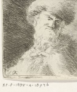 Retrato de um homem desconhecido com chapéu de pele de Simon Klapmuts