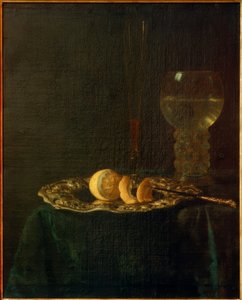 Banquete de Natureza Morta com Prata Placa de Prata, Limões, Romanos e Flauta de Simon Luttichuys
