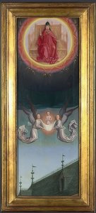 A alma de São Bertin é levada para o céu (retábulo da abadia de St. Bertin). Por volta de 1459