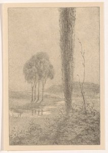 Paisagem com árvores e riacho de Simon Moulijn