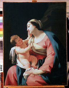 A Virgem e o Menino (Virgem e Menino). Pintura de Simon Vouet (1590-1649). Óleo sobre tela, 99,1 x 76,5 cm, início do século XVII. Escola francesa, arte barroca. Museu Hermitage, São Petersburgo. de Simon Vouet