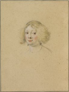 Retrato de uma jovem com brincos de pérola de Simon Vouet