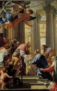 Apresentação na Pintura do Templo por Simon Vouet (1590-1649) Sol do século XVII. 3,93x2,5 m de Simon Vouet