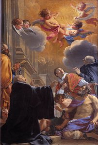 Saint Merry (ou Saint Mederic), Eveque de Paris (século VII) delivating the prisoners Painting by Simon Vouet (1590-1649) 1640 Igreja Saint Merri (Merry), Paris de Simon Vouet