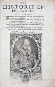 Página de título da História do Mundo por Sir Walter Raleigh, século XVII