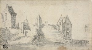 Edifícios fortificados à beira da água de Simon de Vlieger