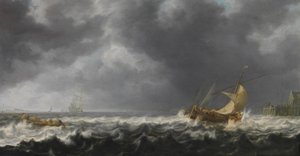 Mar tempestuoso de Simon de Vlieger