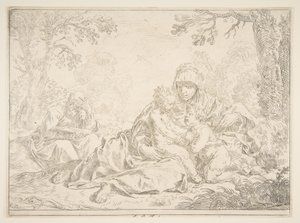 Sagrada Família com São João Batista, ca. 1637-1640. de Simone Cantarini