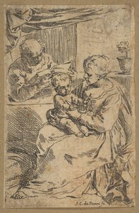 Sagrada Família com um rosário, ca. 1640-1642. de Simone Cantarini