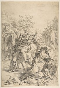 São Bento exorcizando um demônio, ca. 1637-1639. de Simone Cantarini
