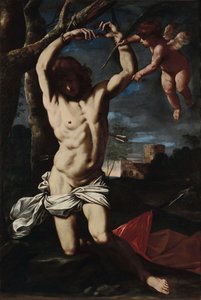 São Sebastião e um anjo de Simone Cantarini