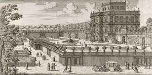 Vista da fachada do Palazzo Pamphili e seu jardim Secondo Prospetto Pe..., após de Simone Felice