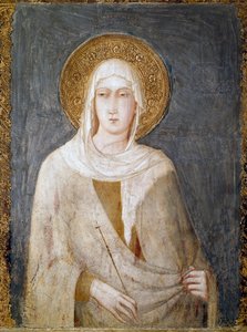 Santa Margarita de Antioquia (anteriormente conhecida como Santa Clara) Fresco por Simone Martini Dim. 120 cm. Por volta de 1322. Assis (Assis), basílica inferior de São Francisco, transepto direito. Itália ©Luisa Ricciarini/Leemage