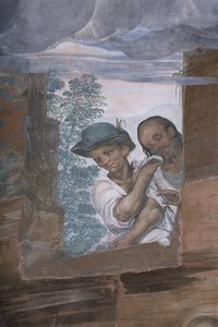 Adoração dos pastores, 1578-82 (detalhe de 3497111) de Simone Veneziano Peterzano